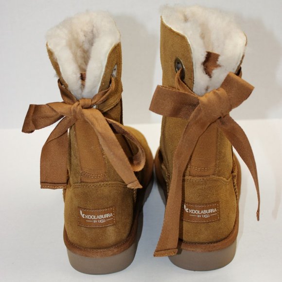 NWOB Ugg Koolaburra Suede Fur Lined Bow Boots Sz 7 - Picture 6 of 11